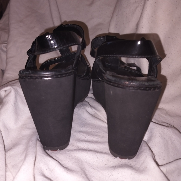 Prada Black Caged Patent Wedges. Sz 38.5 - Picture 6 of 10